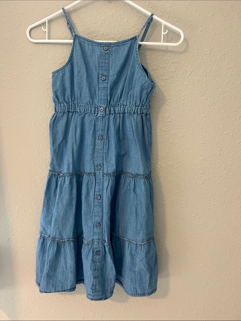dip Light Blue Denim Tiered Button-Front Sundress girls 6-7